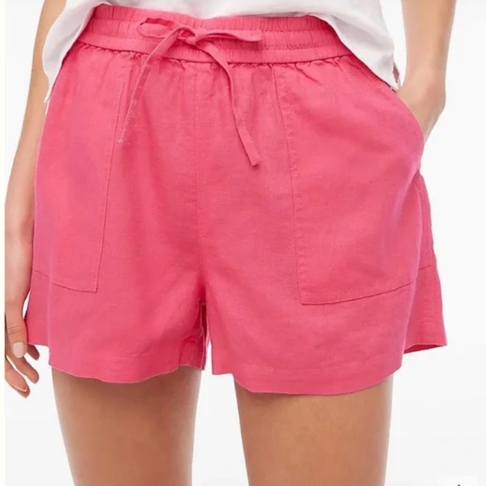 NWT J.Crew  Linen-blend women’s drawstring short pink XXL